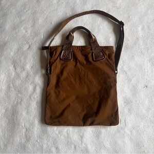 Hobo International Brown Nylon Tote with Animal Print lining&Adjustable Strap